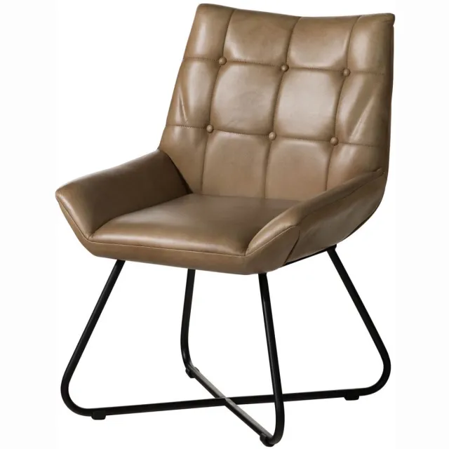 MASSIVMOEBEL24 .DE gestoffeerde stoel beige echt leer (buffel) deels gemonteerd IRON LABEL #613