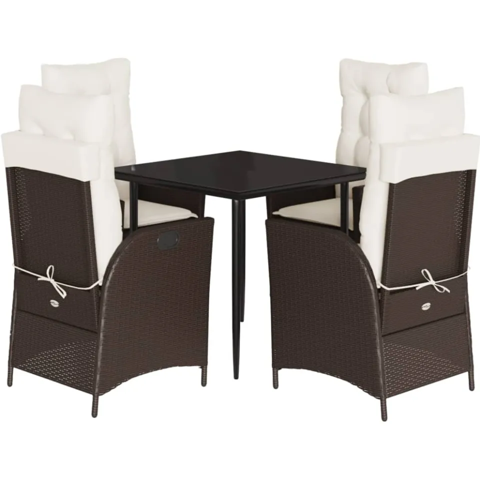 vidaXL 5-delige Tuinset met kussens poly rattan bruin, foto 3