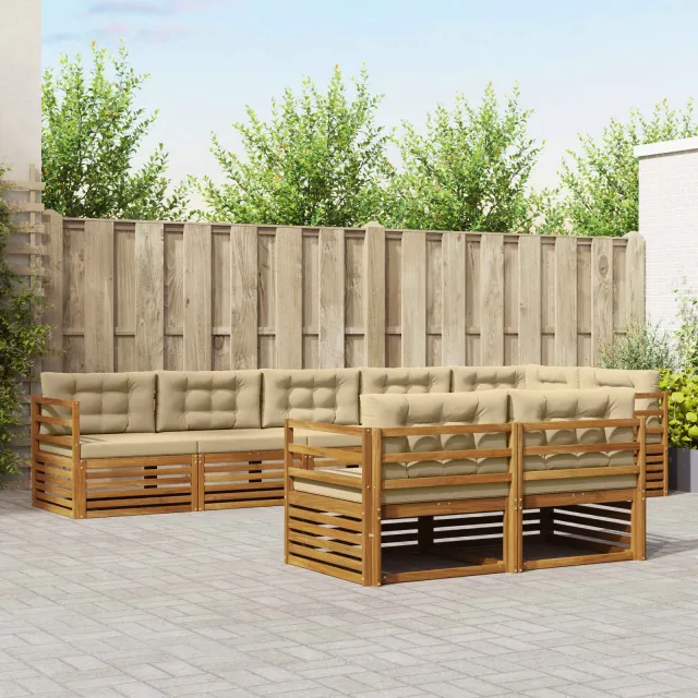 vidaXL Buiten bankenset 8 st 8-zits Natuurlijk en Beige