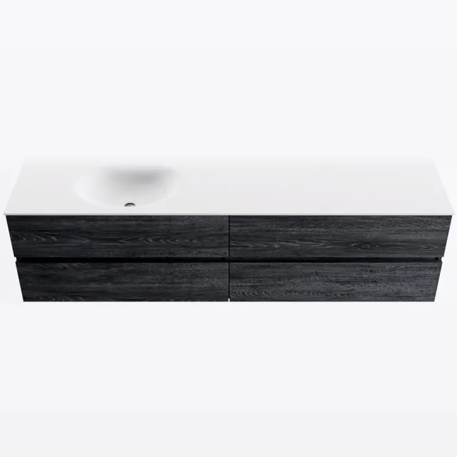 Mondiaz VICA 190cm badmeubel onderkast Antracite 4 lades. Wastafel MOON links 1 kraangat, kleur Talc.