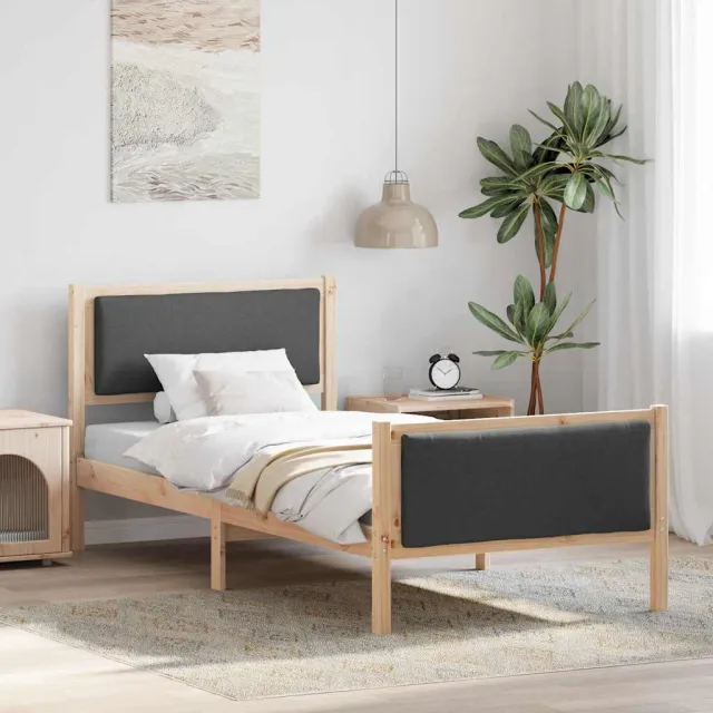 vidaXL Bedframe met hoofdeinde Donkergrijs 100 x 200 cm Stof Bruin