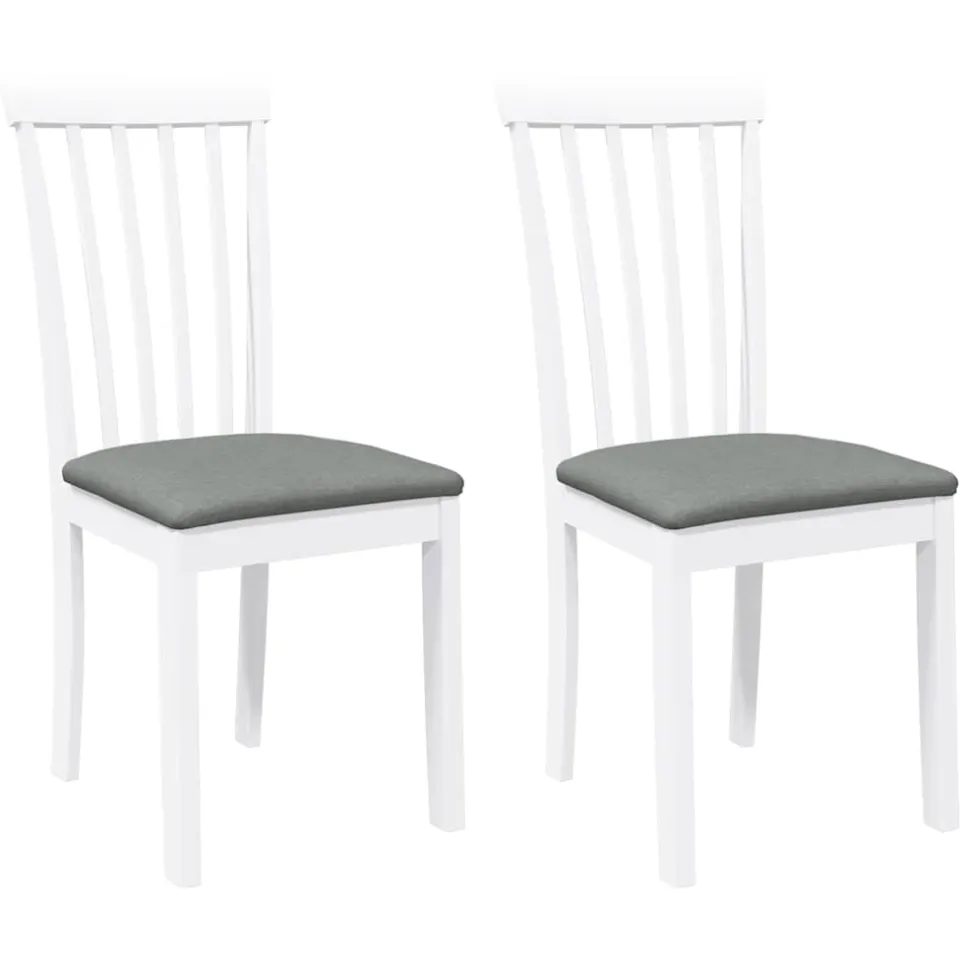 vidaXL Eetkamerstoelen met kussens 2 st massief hout rubber wit