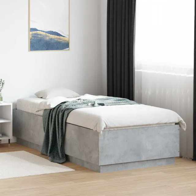 vidaXL Bed Frame met LED Betongrijs 80 x 200 cm Bewerkt hout