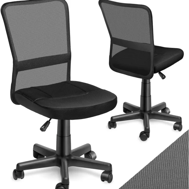 Tectake Ergonomische Bureaustoel - Draaistoel met Wielen, Gamingstoel, Comfortabel Meubilair voor Studeer- en Kinderkamer, PC- en Computerbureau - Zwart