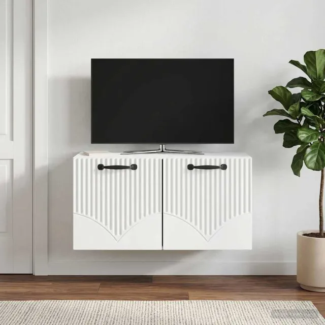 vidaXL Wandbeugel TV-kast Wit 59,5 x 31 x 30 cm Bewerkt hout
