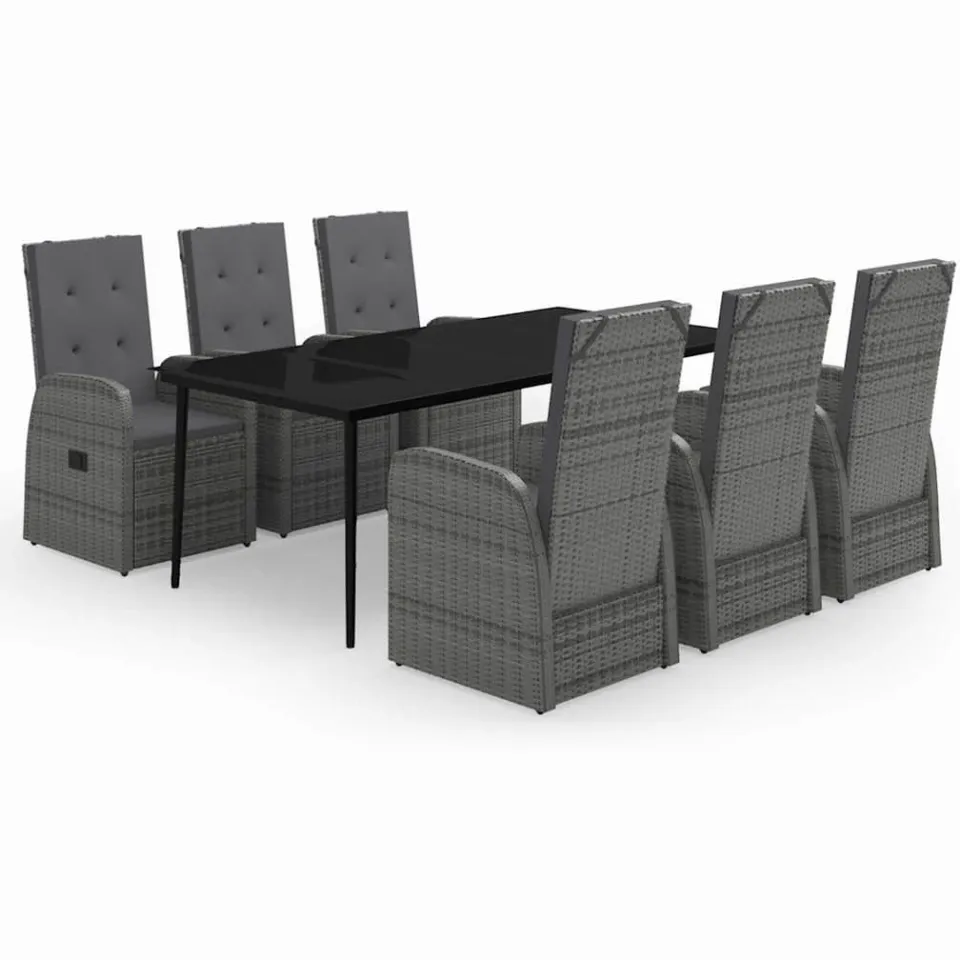 vidaXL 7-delige Tuinset met kussens grijs, foto 3