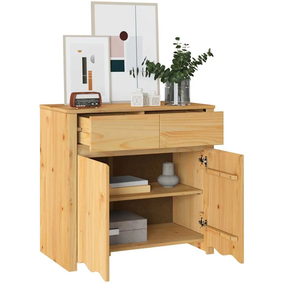 vidaXL Dressoir Drammen Eiken 79 x 43 x 75.5 cm Massief grenenhout