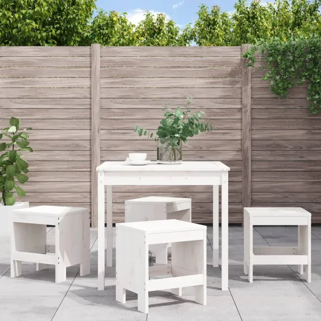 vidaXL 5-delige Tuinset massief grenenhout wit, foto 2