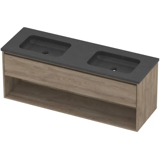 Proline Rollo Badmeubelset Hardsteen Elegant 140x46x54 cm Blue Stone Raw Oak Eiken