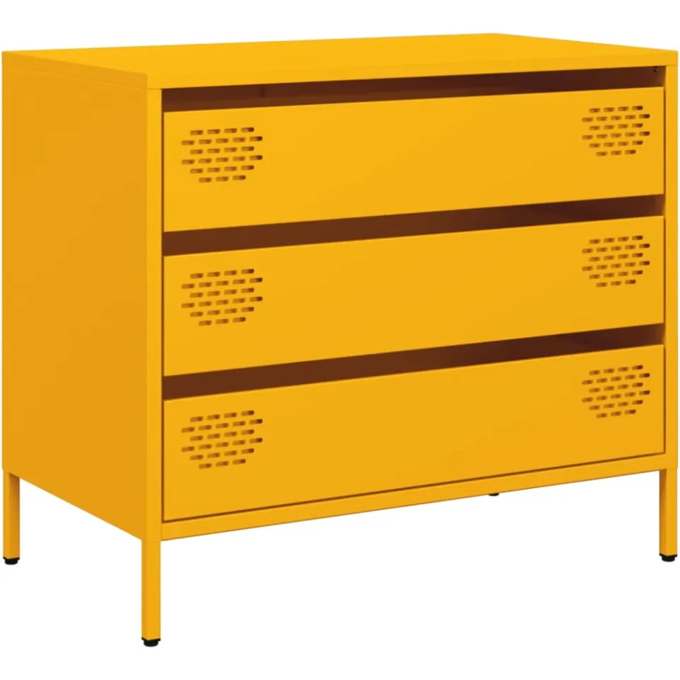 vidaXL Dressoir 68x39x58,5 cm koudgewalst staal mosterdgeel