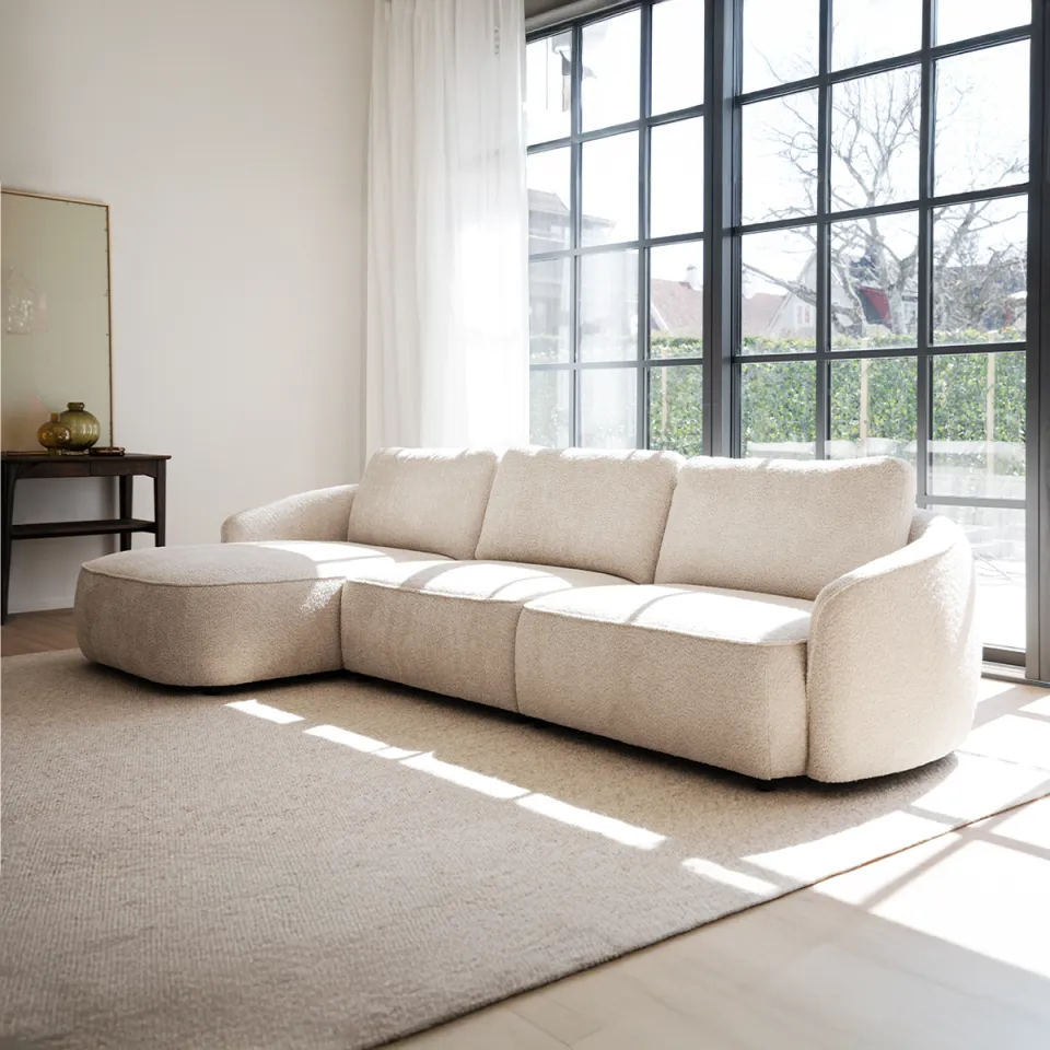 Rowico Home Norris gestoffeerde 4-zits hoekbank beige - links - 319 cm, foto 4
