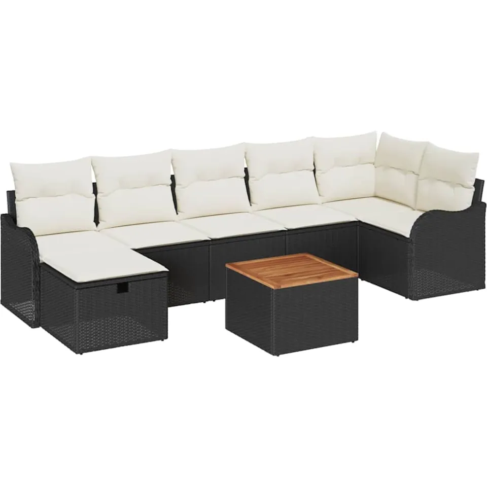 vidaXL Tuinbankenset 8 st Zwart Poly riet