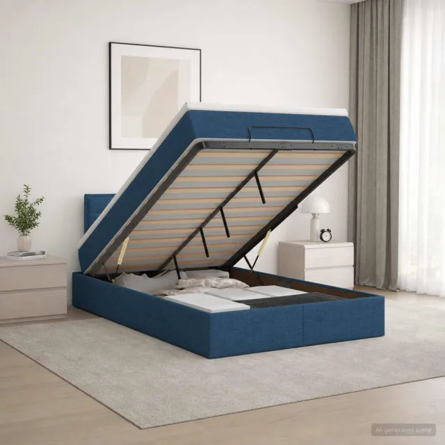 vidaXL Ottoman bed met matras met hoofdeinde Blauw 120 x 190 cm Stof
