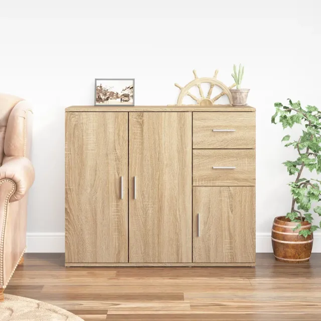 vidaXL Dressoir Sonoma Eiken 91x29,5x75 cm Bewerkt Hout Bruin