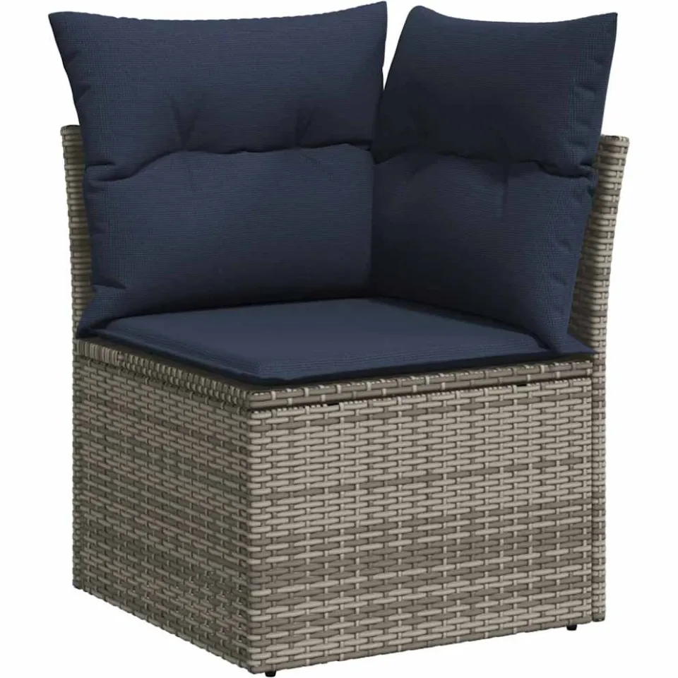 vidaXL 6-delige Loungeset met kussens poly rattan grijs, foto 4