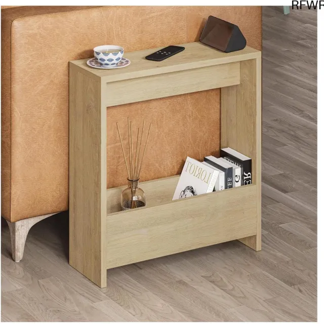 RFWR Bijzettafel met tijdschriftenrek voor woonkamer en kantoor - veelzijdig en stijlvol Eiken, Oud Wit, Lichte Mokka, Donkere Koffie, Wit