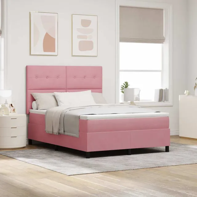 vidaXL Boxspringbed met hoofdeinde Roze 140 x 200 cm Fluweel