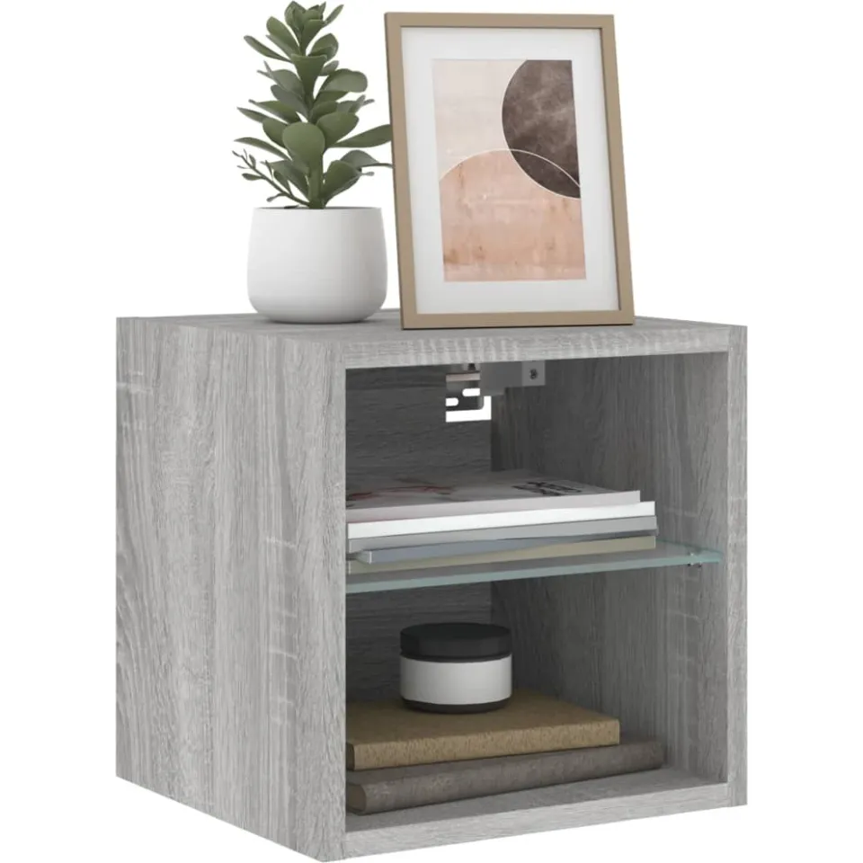 vidaXL Tv-wandmeubel met LED-verlichting 30x28,5x30 cm grijs sonoma