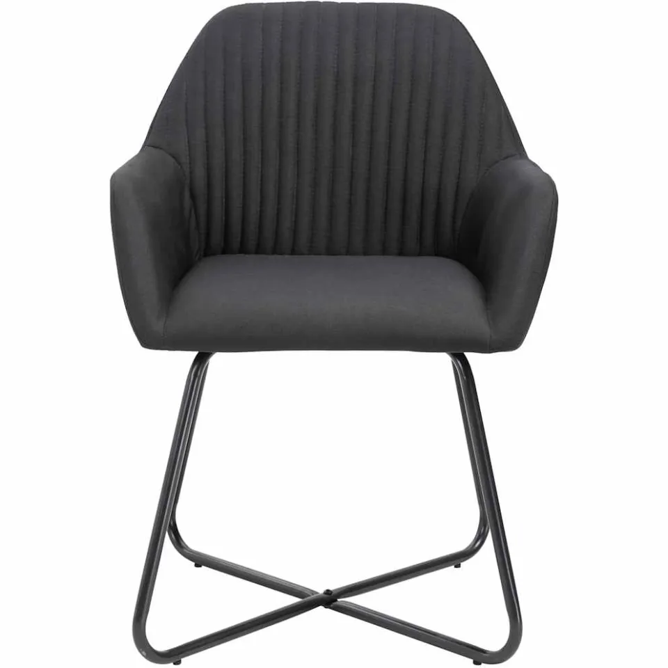 vidaXL Eetkamerstoelen 6 st stof zwart, foto 3