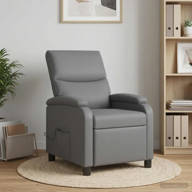vidaXL Massage Recliner Grijs Kunstleer