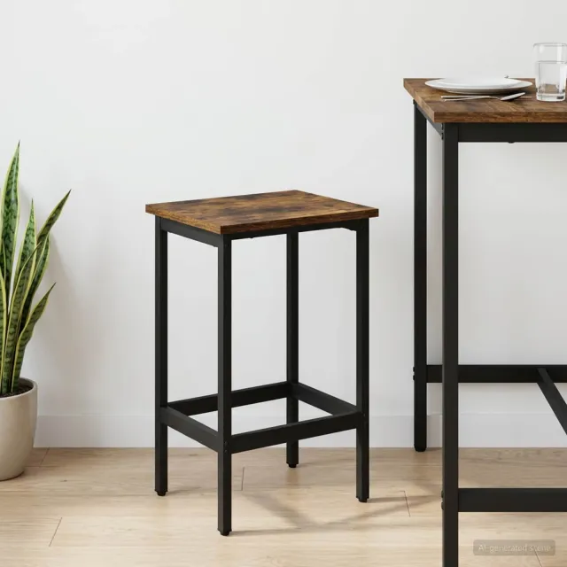 vidaXL Barkruk Gerookt eiken 40 x 32 x 74 cm Bewerkt hout, foto 2