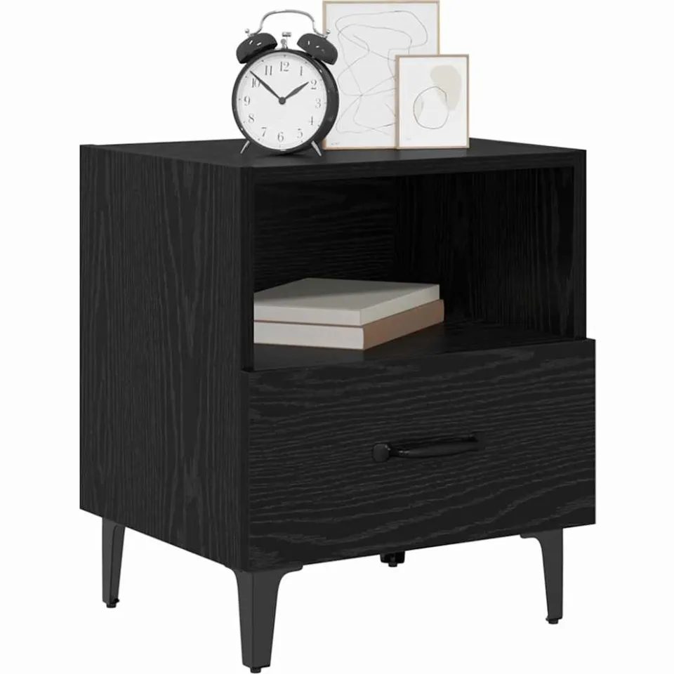 vidaXL Nachtkastje 2 st Zwart Eiken 40 x 35 x 47,5 cm Bewerkt hout