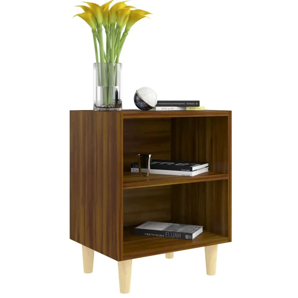 vidaXL Nachtkastje met houten poten 40x30x50 cm bruin eikenkleur
