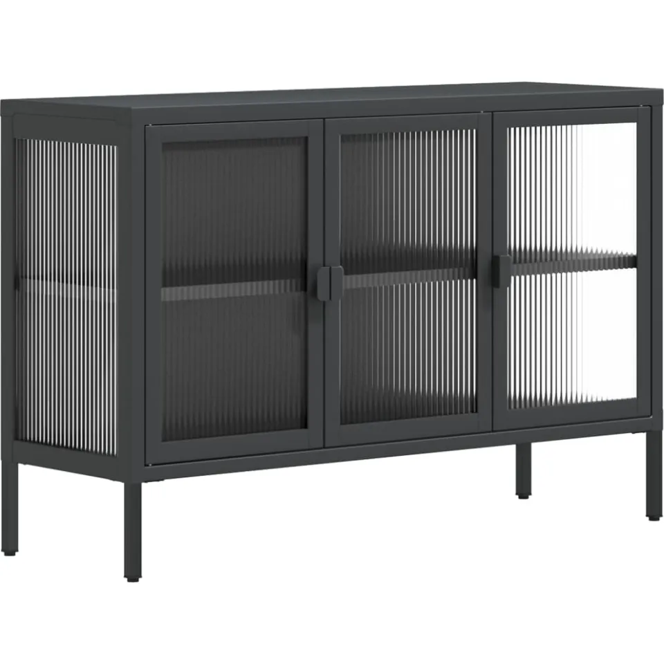 vidaXL Dressoir 105x35x70 cm glas en staal zwart