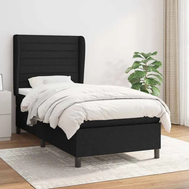 vidaXL Boxspring met matras stof zwart 90x190 cm