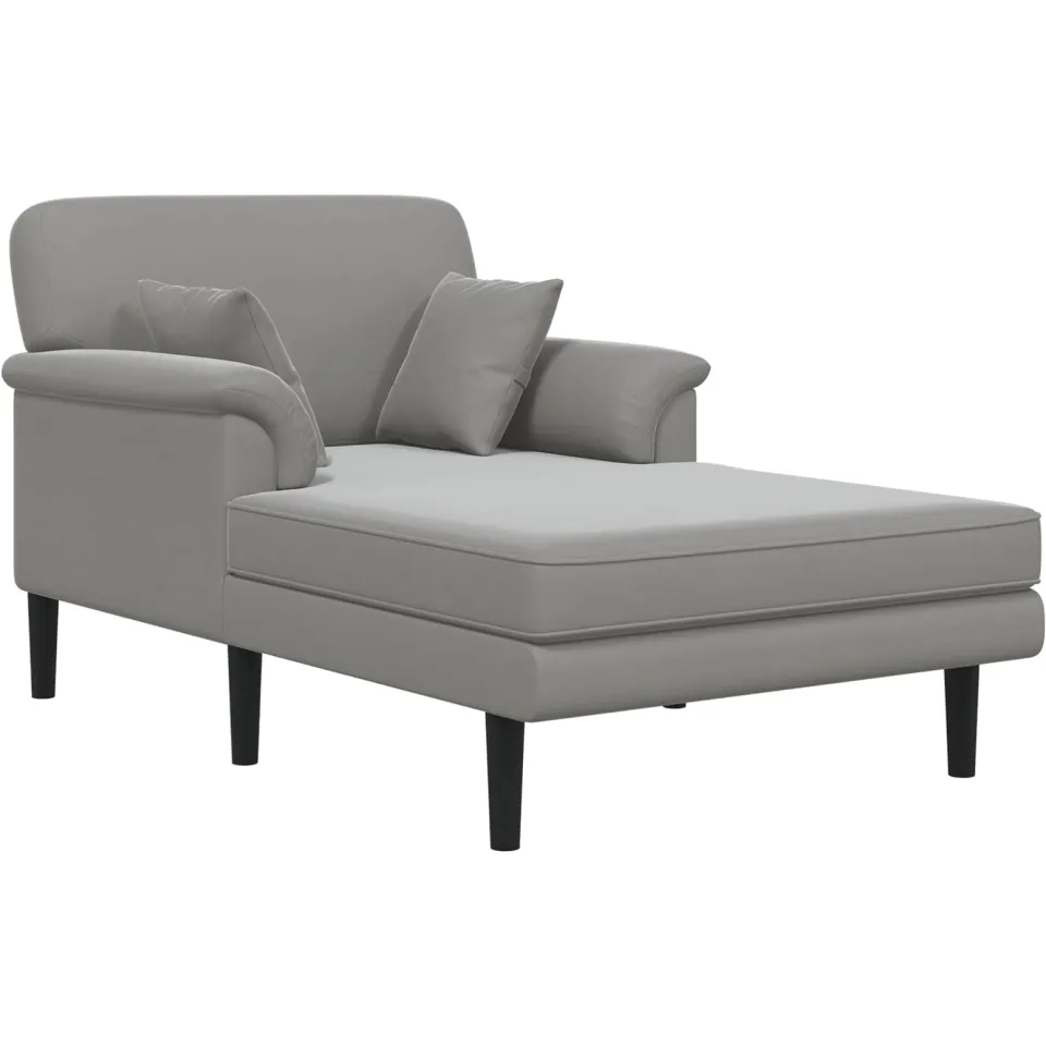 vidaXL Chaise longue Lichtgrijs fluweel