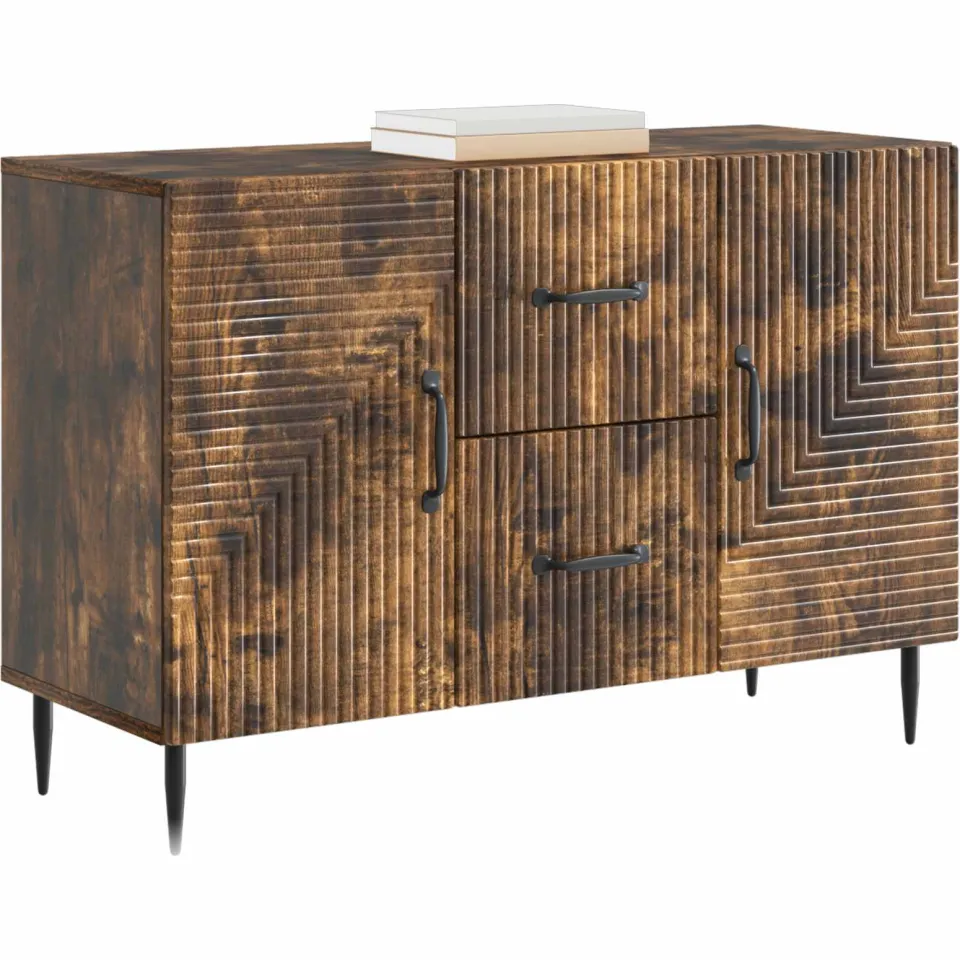 vidaXL Dressoir met lade Gerookt eiken 89 x 34,5 x 60 cm Bewerkt hout Bruin