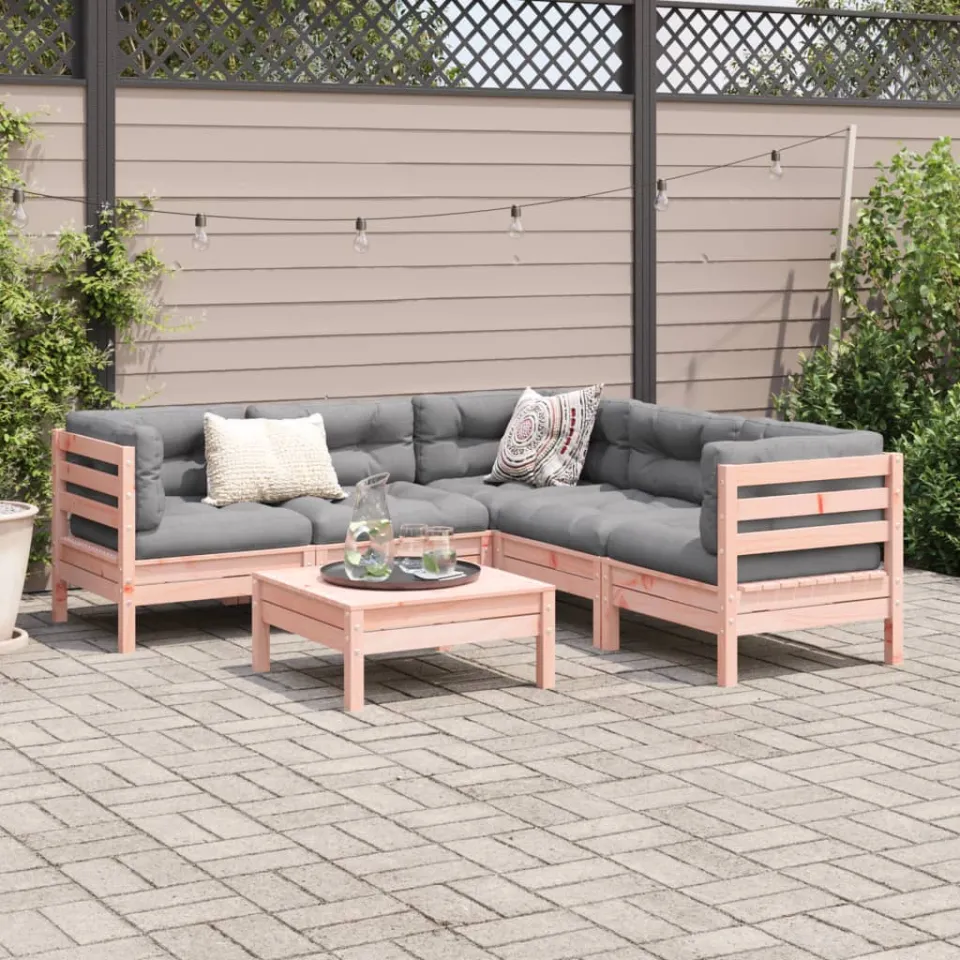 vidaXL 6-delige Loungeset met kussens massief douglas vurenhout bruin, foto 2