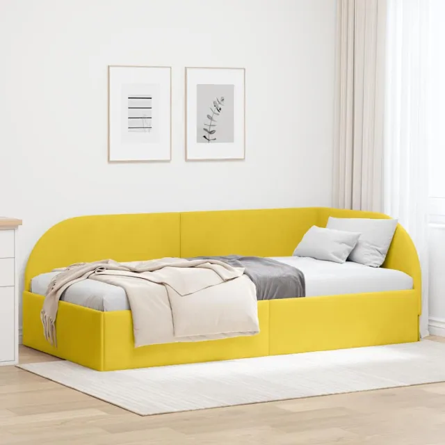 vidaXL Hoekbedframe Geel 80 x 200 cm fluweel