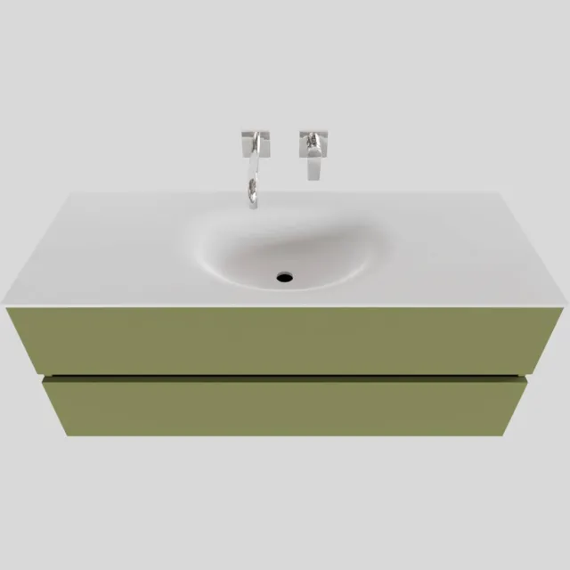 Boss & Wessing Badkamermeubel Solid Surface BWS Stockholm 120x46 cm Midden Mat Groen (zonder kraangat)