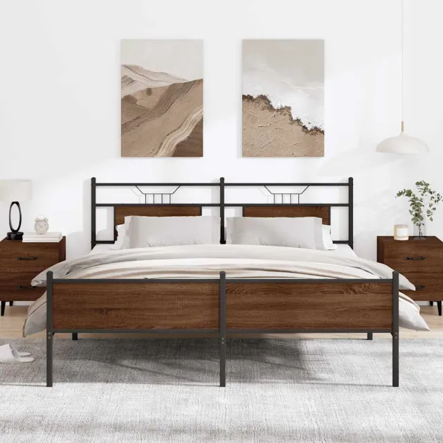 vidaXL Bedframe zonder matras metaal bruin eikenkleurig 160x200 cm