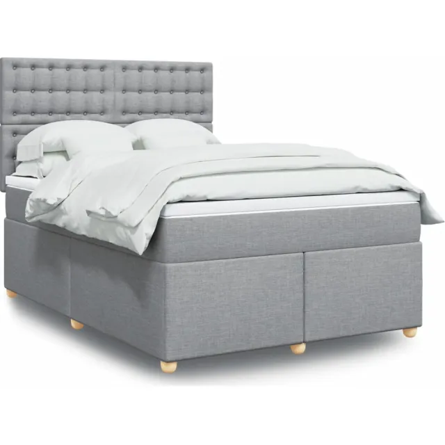 vidaXL Boxspring met matras stof lichtgrijs 140x190 cm grijs
