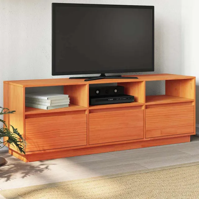 vidaXL Tv-meubel 140x37x50 cm massief grenenhout wasbruin bruin, foto 2