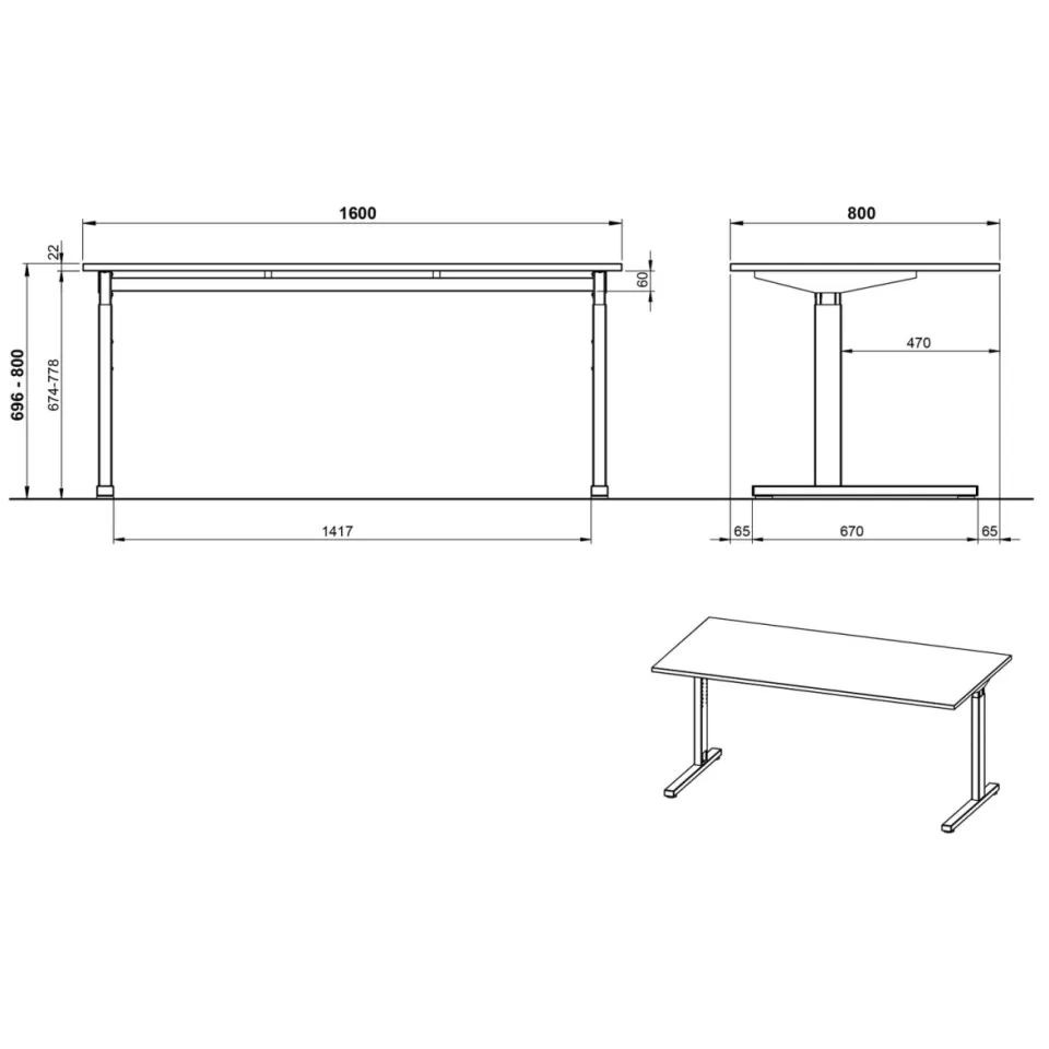 Bureau Discovery Grafiet Grijs 160 cm, foto 2