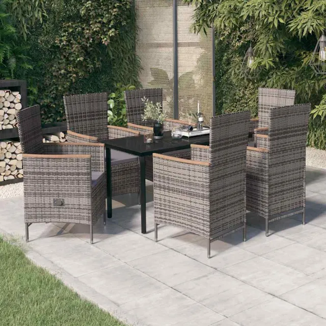 vidaXL 7-delige Tuinset met kussens grijs, foto 2