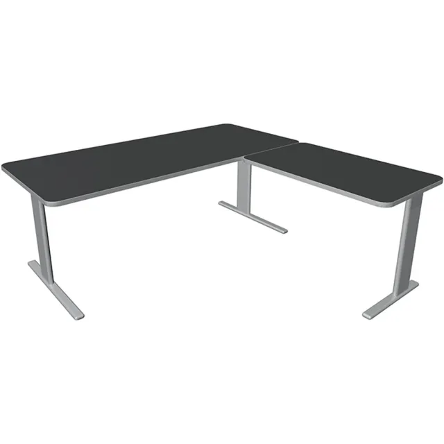 Kerkmann Hoekbureau Unic comfort antraciet 180x180cm antraciet met rand zilver