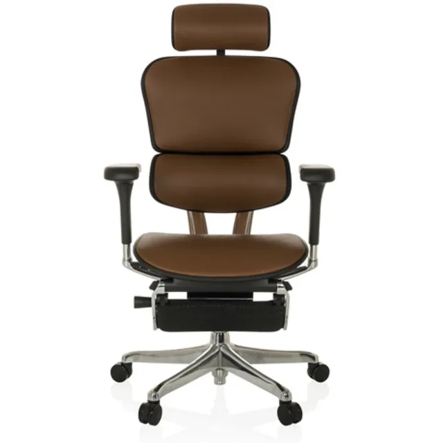 Bureaustoel / Directiestoel ERGOHUMAN PLUS LEGPRO GEN2 Leder met beensteun mesh lichtbruin hjh OFFICE bruin