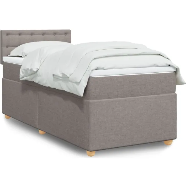 vidaXL Boxspring met matras stof taupe 90x190 cm