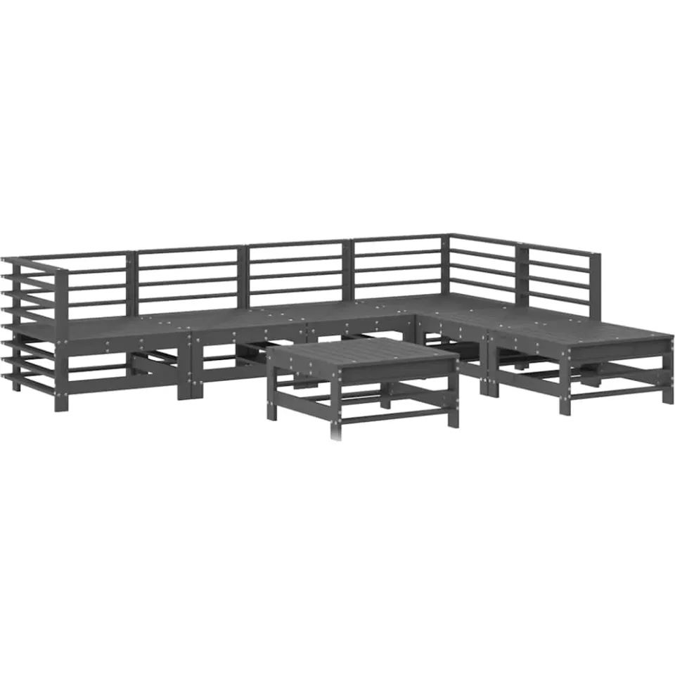 vidaXL 7-delige Loungeset met kussens massief hout grijs, foto 3