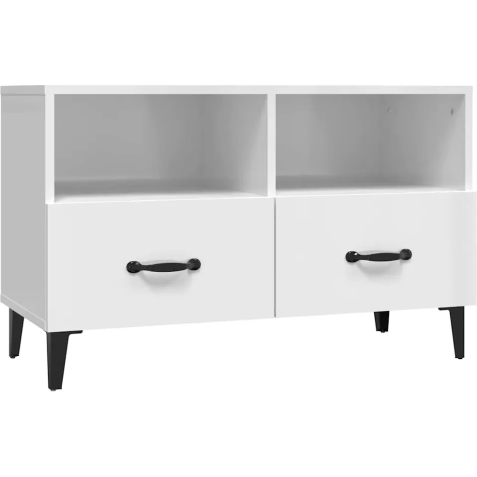 vidaXL Tv-meubel 80x36x50 cm bewerkt hout hoogglans wit