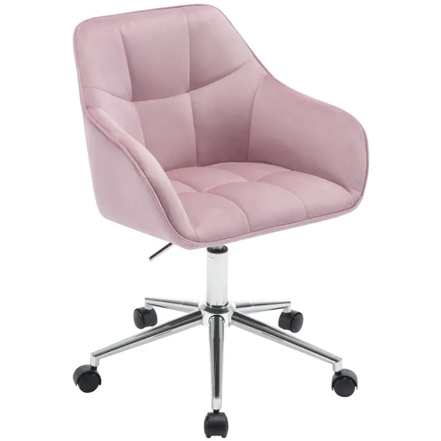 Klarven Bureaustoel Fluweel Roze - Bureaustoelen Voor Volwassenen - Bureaustoel Ergonomisch - Office Chair - Verstelbare zithoogte, 360 graden draaibaar, Draagvermogen 150 kg - B40,5xd40cm