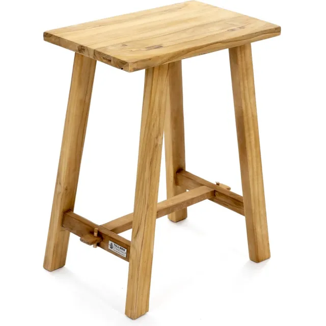 Tall Men Standing TMS Kruk Bijzettafel Nachtkast "Ganesja" Teak 48 x 30 x H 60 cm | Multifunctioneel en Stijlvol bruin