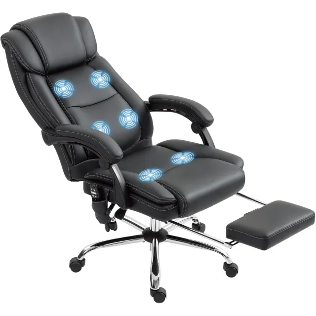 Homcom Massage Bureaustoel - Polyurethaan - 67x72x119cm - Zwart