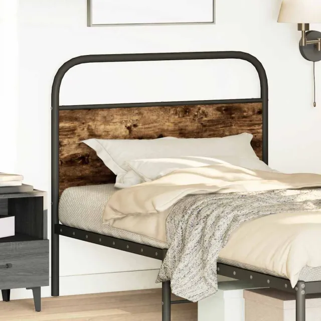 vidaXL Vervangend hoofdbord 90 cm staal en gerookt eikenkleurig Bruin