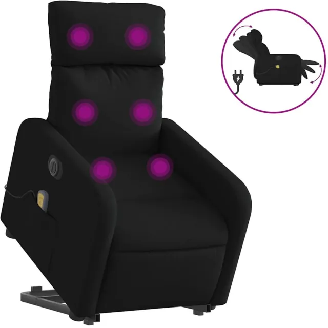 vidaXL Sta-op-massagestoel - elektrisch - verstelbaar - stof - zwart