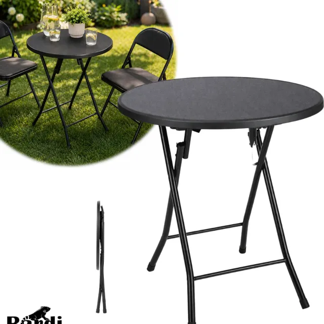 Bardi Tuintafel - Tafel - Tuinmeubelen - Bistrotfalen - Bijzettafel - Tafeltje - Zwart - Ø60
